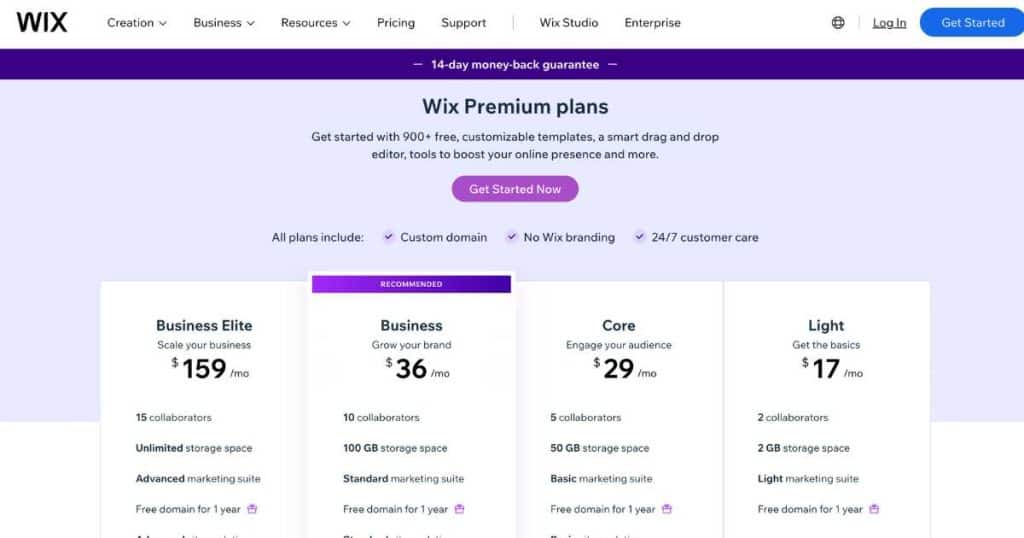 Wix Free and Affordable Paid Plans