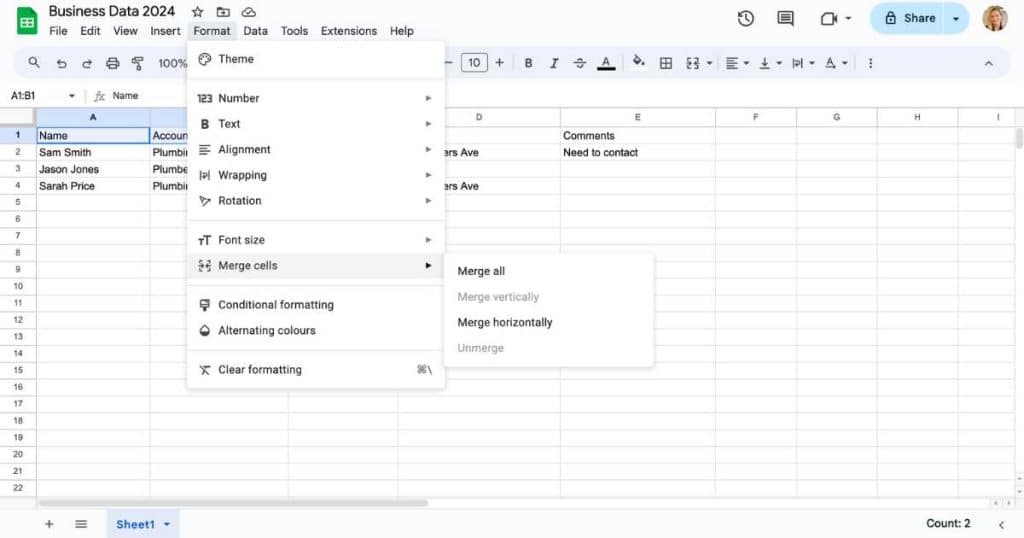 How To Merge Cells In Google Sheets_