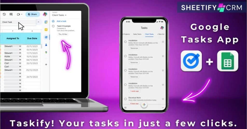 Sheetify and Google Tasks