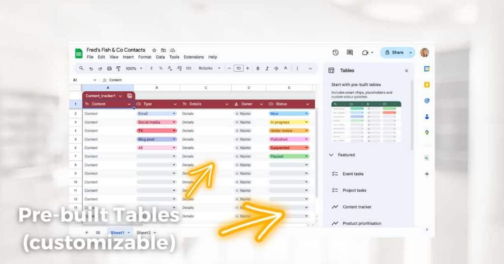 How To Insert a Pre-built Table Into Google Sheets_