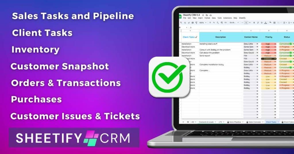 Sheetify CRM Google Sheets Checklist Template