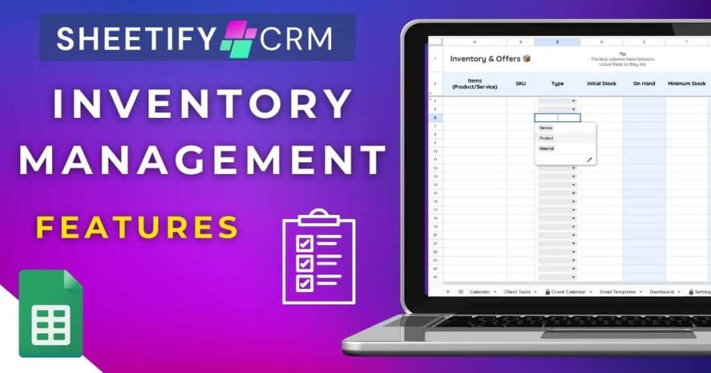 Sheetify CRM Inventory Features