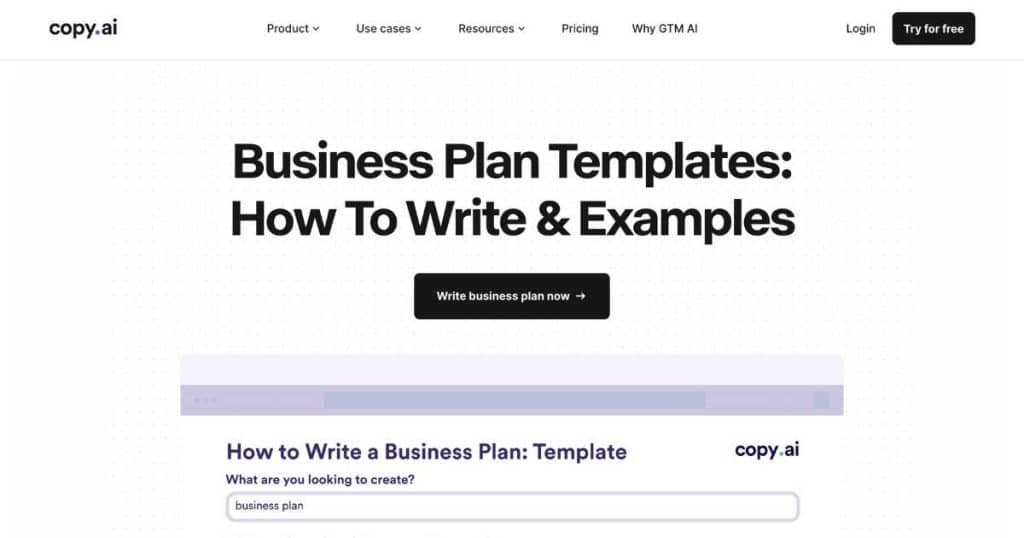 Top 5 AI Business Plan Generators Copy.ai