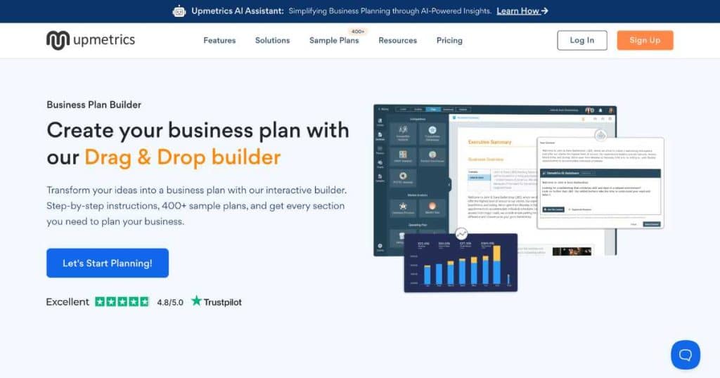 Top 5 AI Business Plan Generators Upmetrics