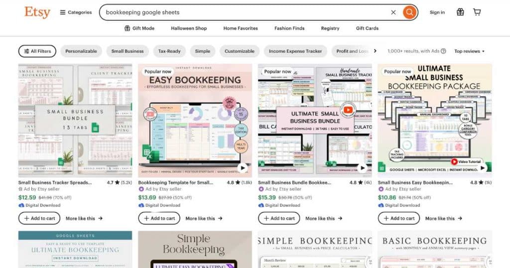 Top 5 Bookkeeping Spreadsheets For Small Business Etsy