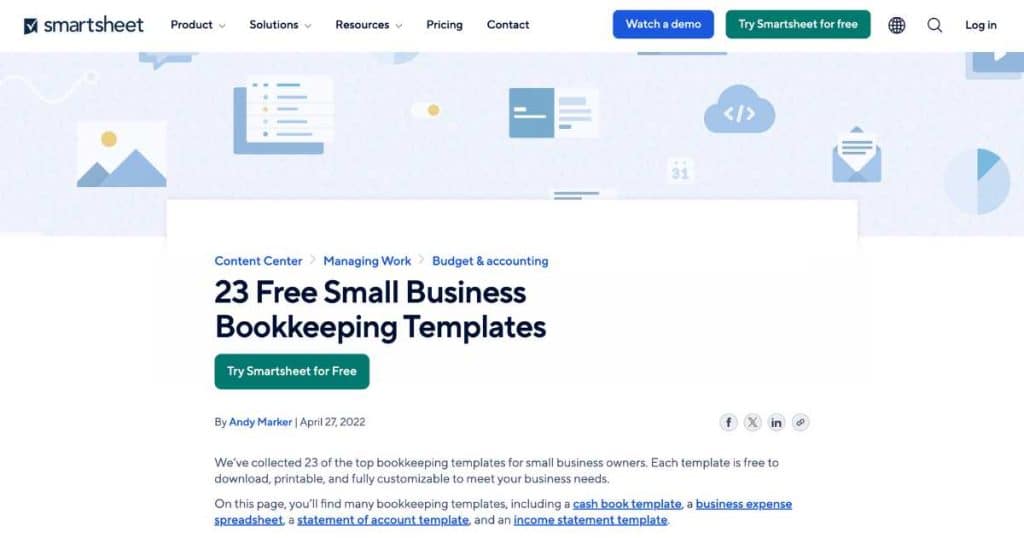 Top 5 Bookkeeping Spreadsheets For Small Business SmartSheet