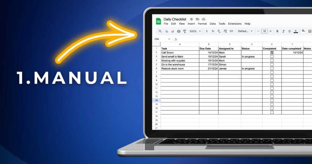 How to Create a Checklist Table in Google Sheets manual method