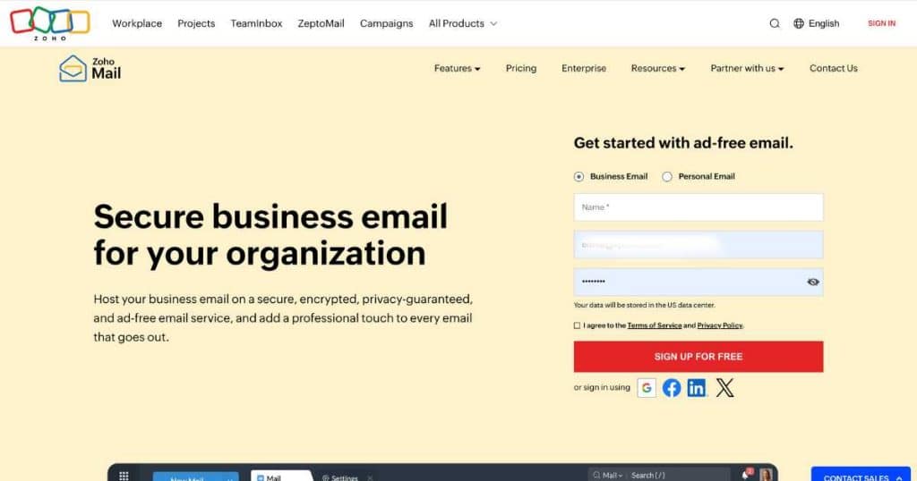Best Paid Business Email Providers For Small Business Zoho Mail