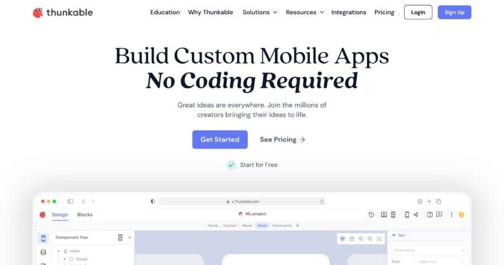 Top No-Code iOS App Builders Thunkable